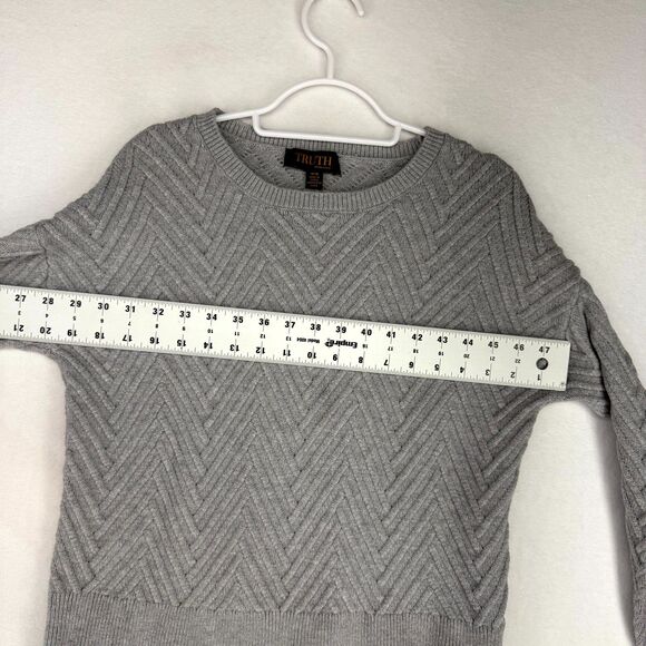 Truth by Republic Gray Argyle Pattern Sweater Womens Size M - Picture 9 of 10
